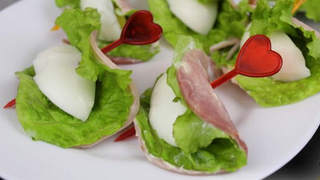 Закуска из ветчины и варёных яиц